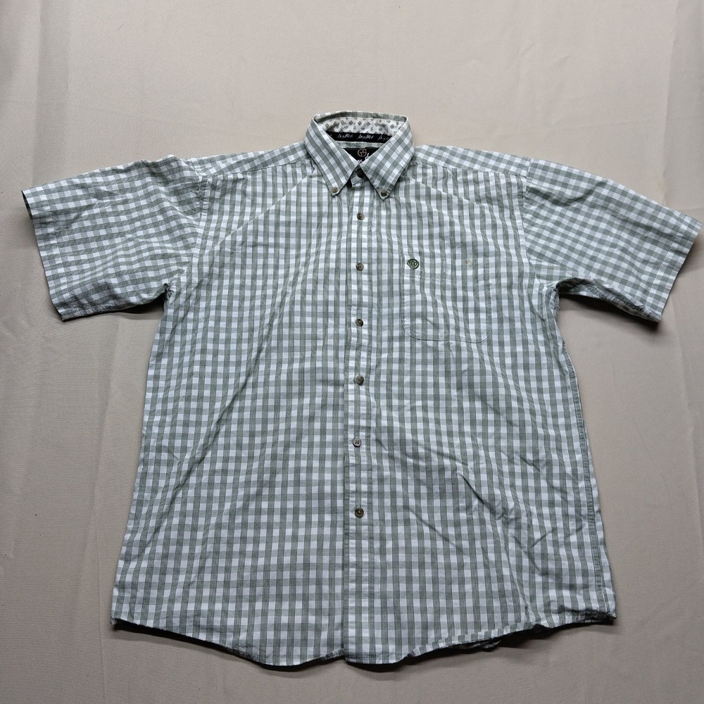 George Strait Collection by Wrangler Green Plaid Short Sleeve Western Shirt L